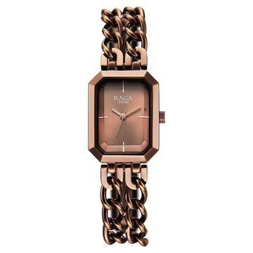 Titan Raga Showstopper Quartz Analog Brown Dial Metal Strap Watch For Women