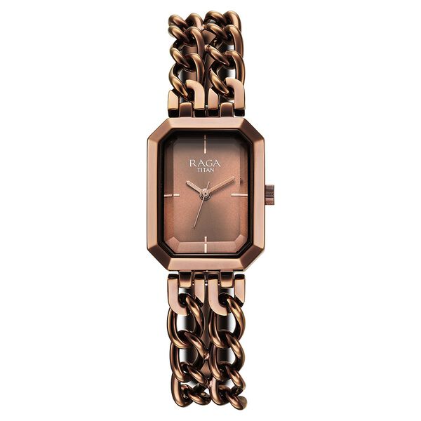 Titan Raga Showstopper Quartz Analog Brown Dial Metal Strap Watch For Women - image number 0