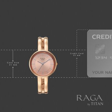 Titan Raga Contempore Quartz Analog Rose Gold Dial Rose Gold Metal Strap Watch For Women