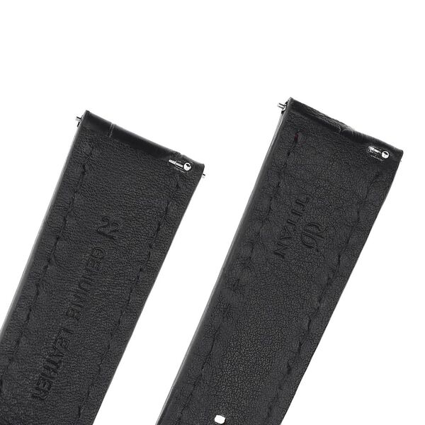 22 mm Black Genuine Leather Straps for Men - image number 4