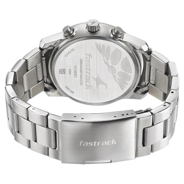 Fastrack Go Skate Quartz Multifunction Blue Dial Stainless Steel Strap Watch for Guys - image number 4
