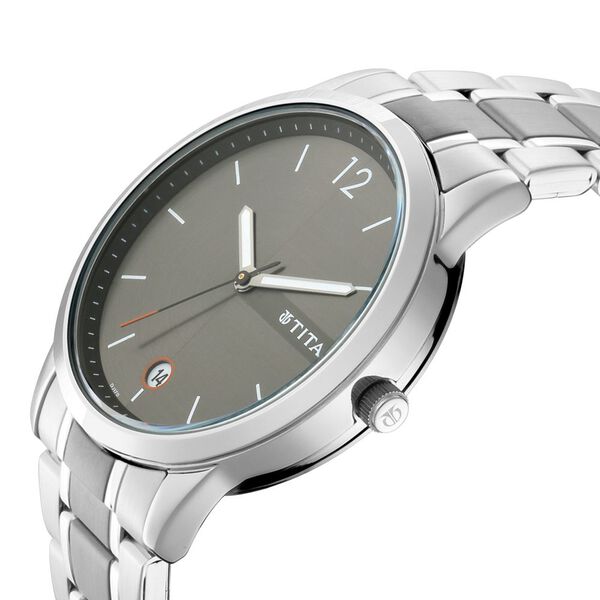 Titan Men's Timeless Style Watch: Refined Anthra Dial and Metal Strap - image number 1