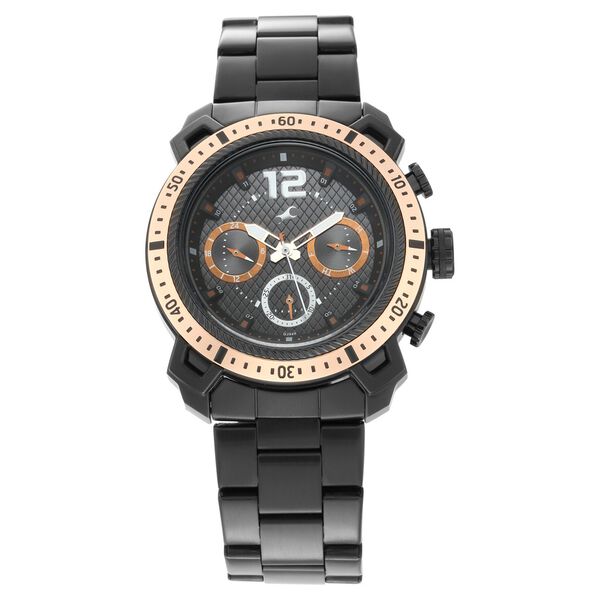Fastrack All Nighters Quartz Analog Black Dial Stainless Steel Strap Watch for Guys - image number 1