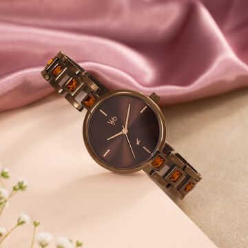 Vyb Manifester By Fastrack Quartz Analog Brown Dial Brown Metal Strap Watch For Girls