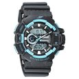 SF Quartz Analog Digital Black Dial PU Strap Watch for Men