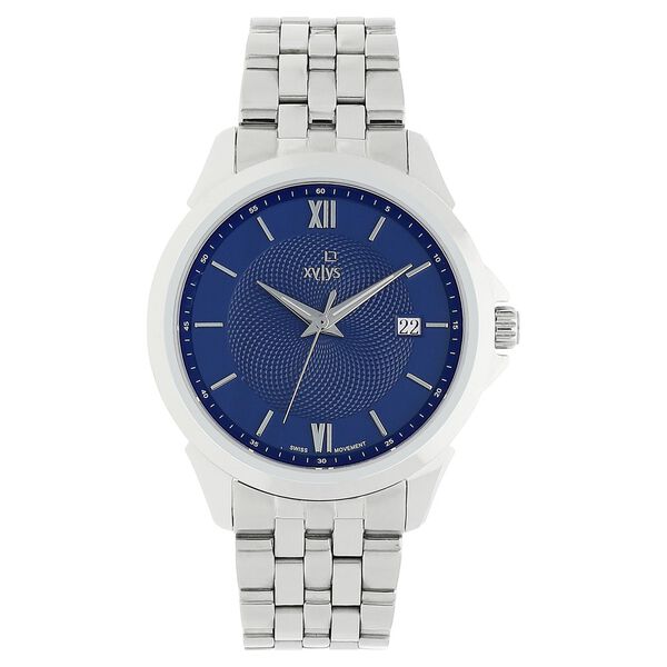 Xylys Swiss Analog with Date Silver Stainless Steel Strap and Blue Dial Watch For Men - image number 0