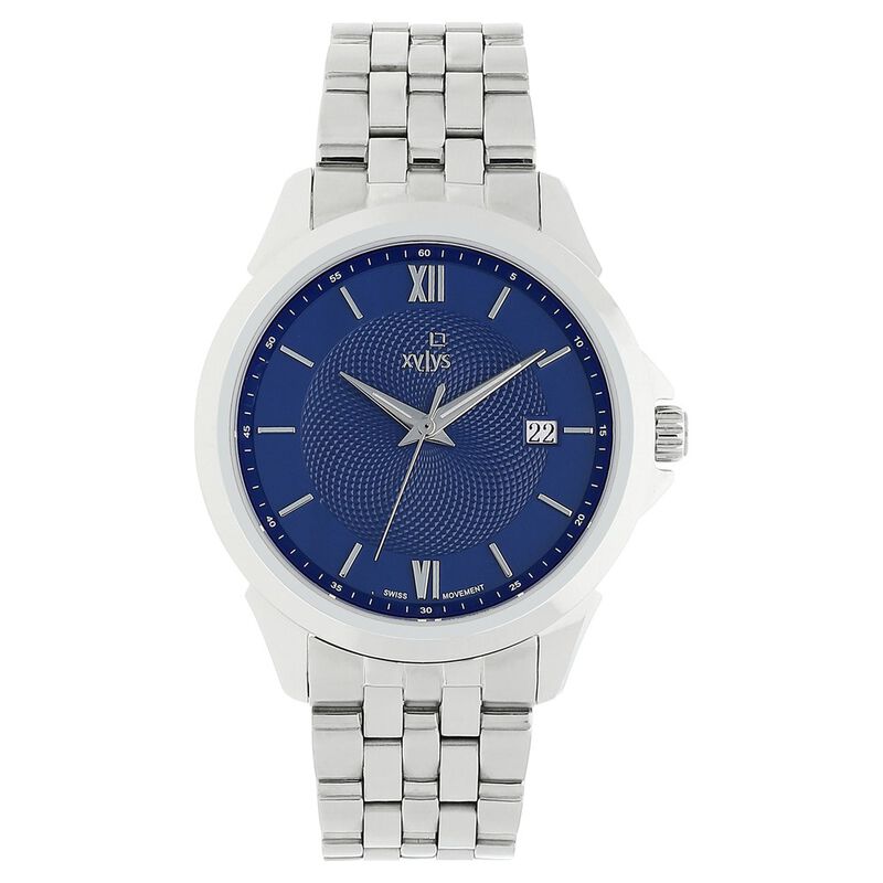 Xylys Swiss Analog with Date Silver Stainless Steel Strap and Blue Dial Watch For Men
