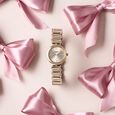 Poze By Sonata Quartz Analog Golden Dial Golden Metal Strap Watch For Women