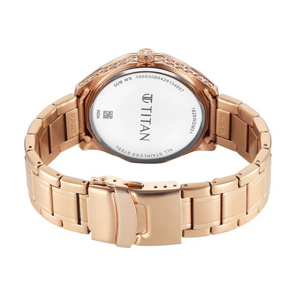 Titan Regalia Opulent Offset Second Hand Rose Gold Dial And Strap Watch For Men - image number 6