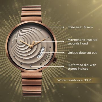 Fastrack Groove Quartz Analog with Date Beige Dial Girls Stainless Steel Watch