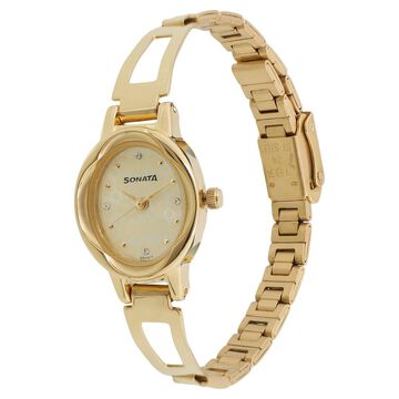 Sonata Pankh Champagne Dial Women Watch With Stainless Steel Strap