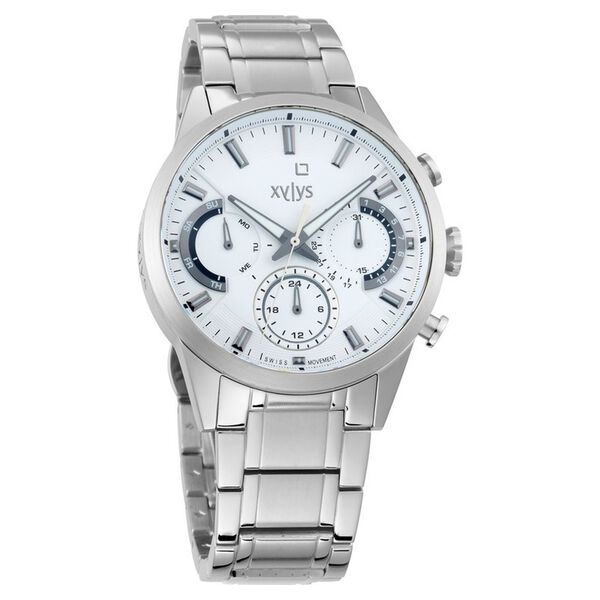 Xylys Swiss Multifunction Silver Stainless Steel Strap and White Dial Watch For Men - image number 0