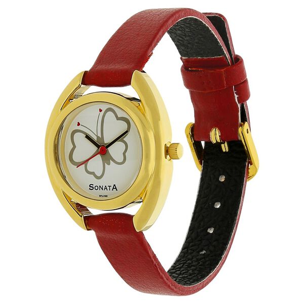Sonata Quartz Analog Silver Dial Leather Strap Watch for Women - image number 1