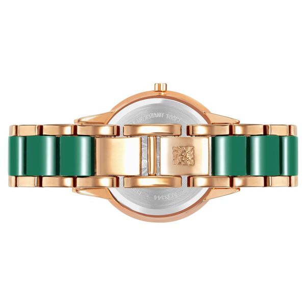 Anne Klein Quartz Analog Green Dial Rose Gold Ceramic Strap Watch For Women - image number 2
