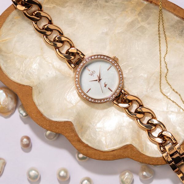 Fastrack Vyb Showstopper Quartz Analog Mother Of Pearl Dial Metal Strap Watch for Girls - image number 0