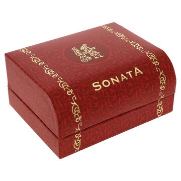 Sonata Quartz Analog with Day and Date Golden Dial Stainless Steel Strap Watch for Couple
