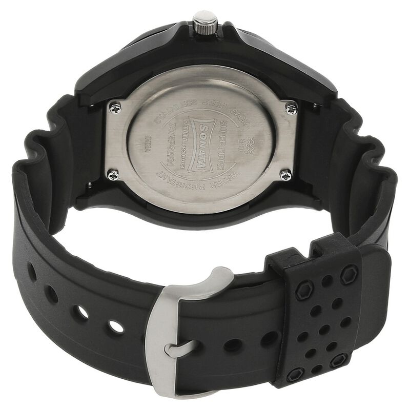 SF Quartz Analog Black Dial Plastic Strap Watch for Men - image number 3