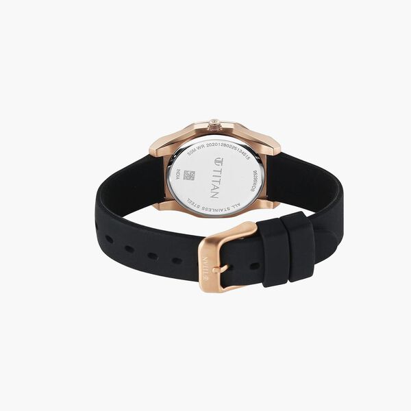 Titan Workday Wonders Quartz Analog Black Dial Black Silicone Strap Watch For Women - image number 4