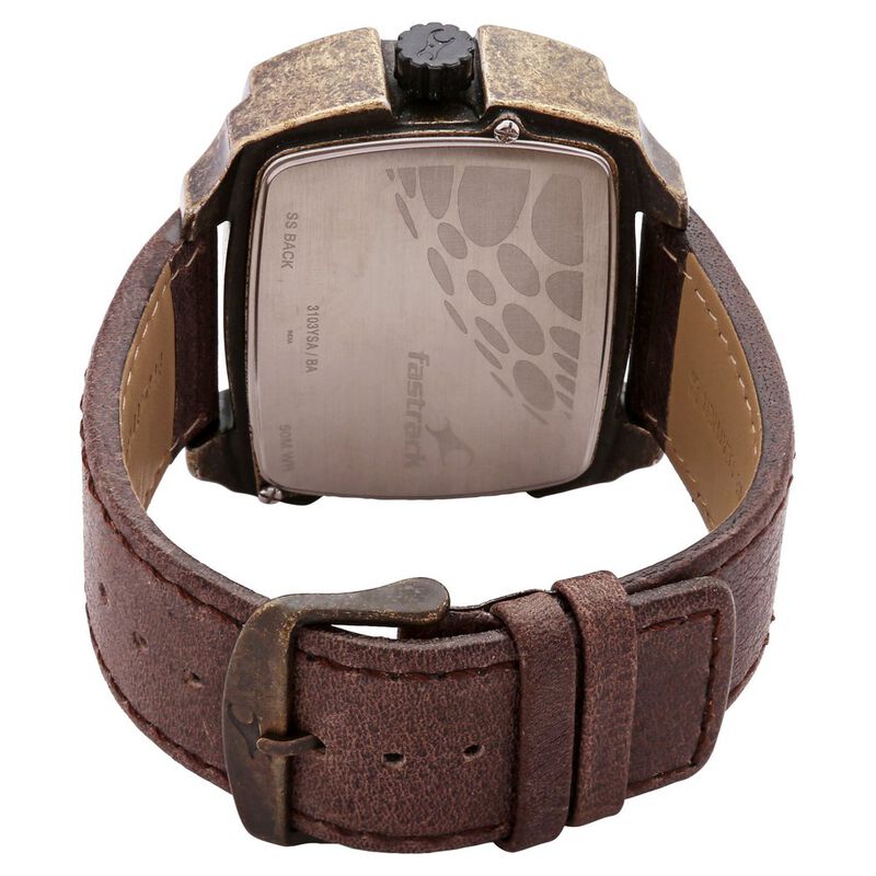 Fastrack Quartz Analog Brown Dial Leather Strap Watch for Guys - image number 2