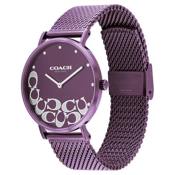 Coach Quartz Analog Purple Dial Stainless Steel Strap Watch for Women