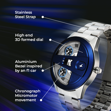 Fastrack Overdrive Chronograph Micromotor White Dial Silver Stainless Steel Strap Watch For Guys