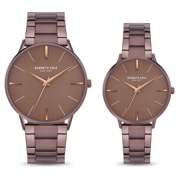 Kenneth Cole Quartz Analog Brown Dial Stainless Steel Strap Watch for Couple - image number 0