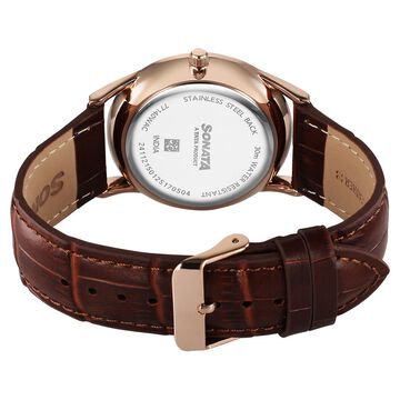 Sonata Eternia Quartz Analog White Dial Leather Strap Watch For Men
