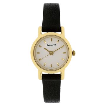 Sonata Quartz Analog White Dial Leather Strap Watch for Women