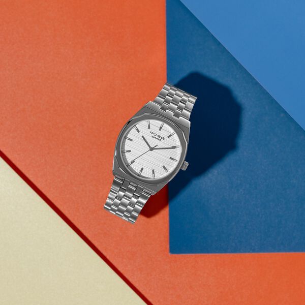 Sonata Poze Quartz Analog White Dial Silver Colour Stainless Steel Strap Watch For Men - image number 0