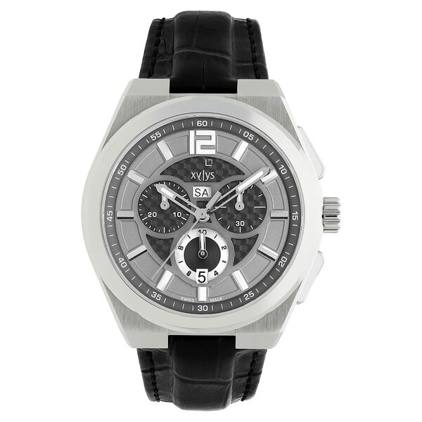 Xylys Swiss Chronograph Black Leather Strap and Grey Dial Watch For Men - image number 0