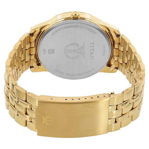 Titan Quartz Analog with Day and Date Champagne Dial Stainless Steel Strap Watch for Men - image number 3