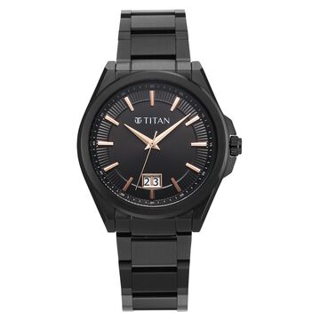 Titan Classique Big Date Analog with Black Dial Black Stainless Steel Strap Watch for Men