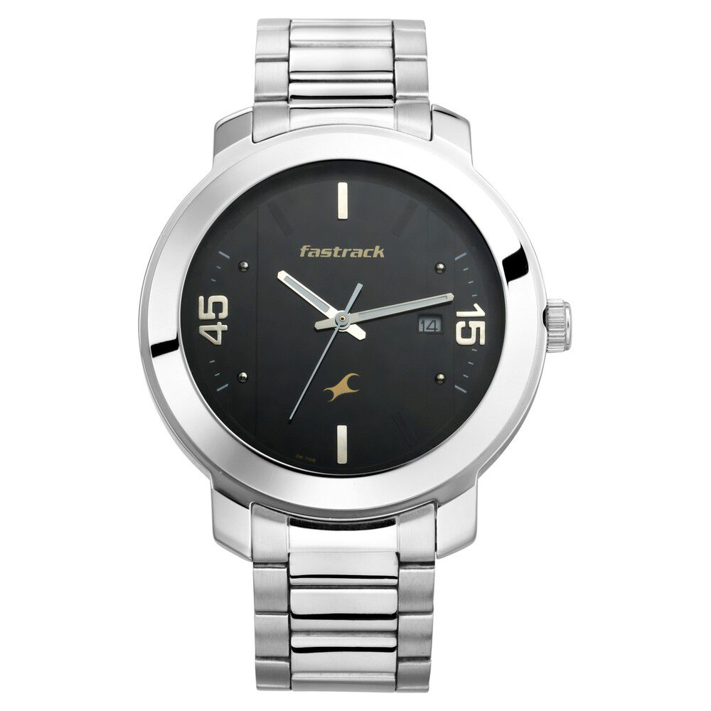 Buy Online Fastrack Bare Basics Quartz Analog with Date Black Dial
