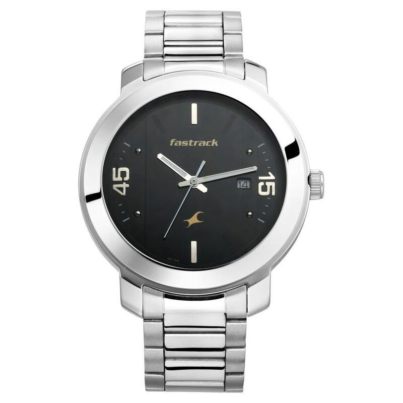 Fastrack Bare Basics Quartz Analog with Date Black Dial Stainless Steel Strap Watch for Guys - image number 2