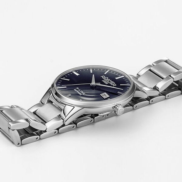 Roamer R Line Classic Quartz Analog with Date Blue Dial Silver Stainless Steel Strap Watch For Men - image number 2