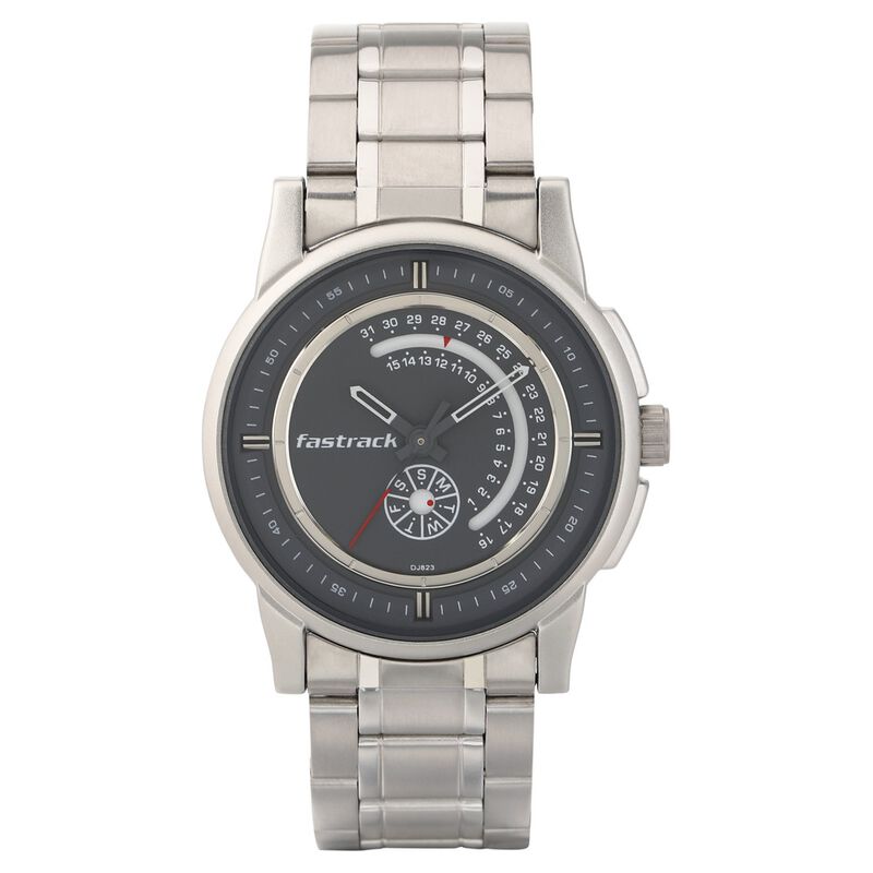 Fastrack Go Skate Quartz Analog with Day and Date Grey Dial Stainless Steel Strap Watch for Guys - image number 1