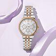 Titan Men's Metropolitan Luxe: Multifunction White Dial with Two-Tone Stainless Steel Bracelet Watch - image number 0