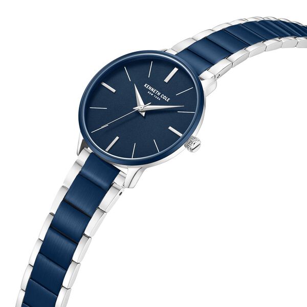 Kenneth Cole Quartz Analog Blue Dial Two Toned Stainless Steel Strap Watch For Couple - image number 4