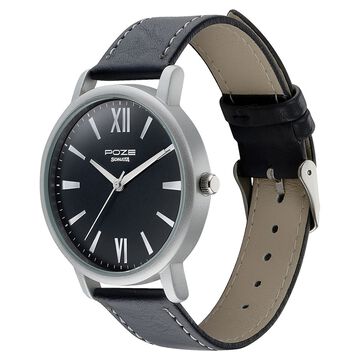 Sonata Poze Quartz Analog Black Dial Leather Strap Watch for Men