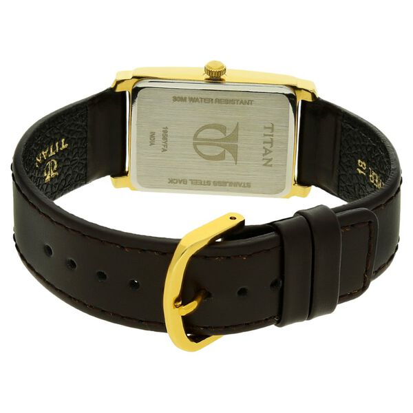 Titan Rectangle White Dial Analog with Date Leather Strap watch for Men - image number 3