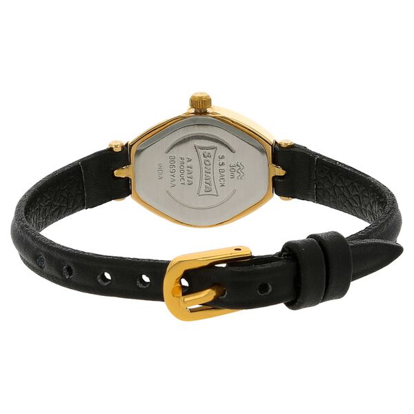 Sonata Quartz Analog Black Dial Leather Strap Watch for Women - image number 3