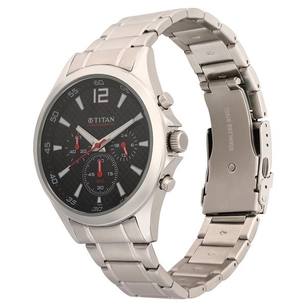 Titan Chronograph Black Dial Metal Strap watch for Men - image number 2