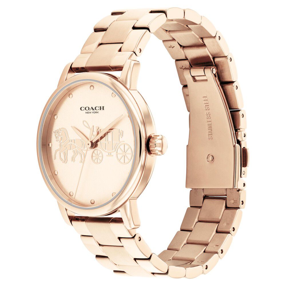 Buy Online Coach Quartz Analog Rose Gold Dial Stainless Steel