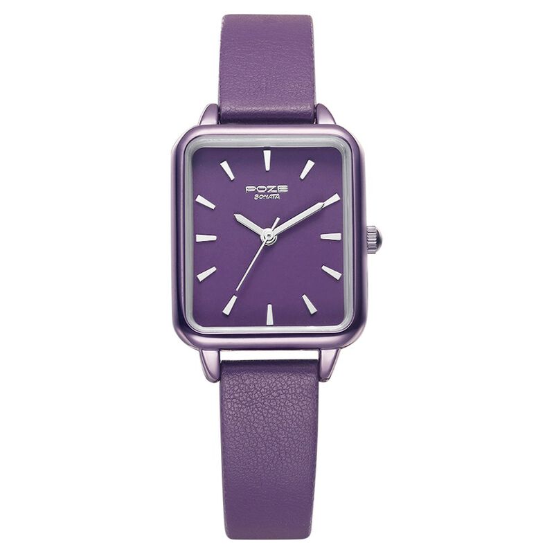 Poze by Sonata Quartz Analog Purple Dial PU Leather Strap Watch for Women