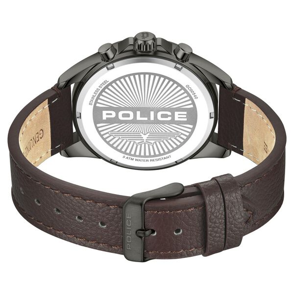 Police Chronograph Green Dial Brown Color Leather Strap Watch For Men - image number 5