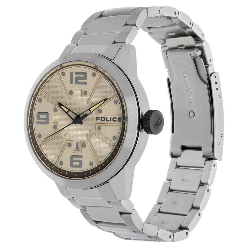 Police Quartz Analog with Date Beige Dial Stainless Steel Strap Watch for Men - image number 2