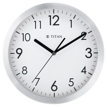 Titan Metallic White Wall Clock with Brushed Case - 30 cm x 30 cm (Medium)
