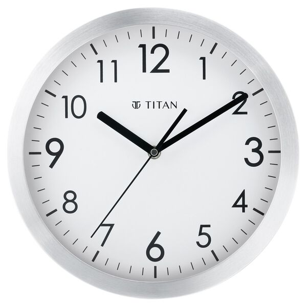 Titan Metallic White Wall Clock with Brushed Case - 30 cm x 30 cm (Medium) - image number 1