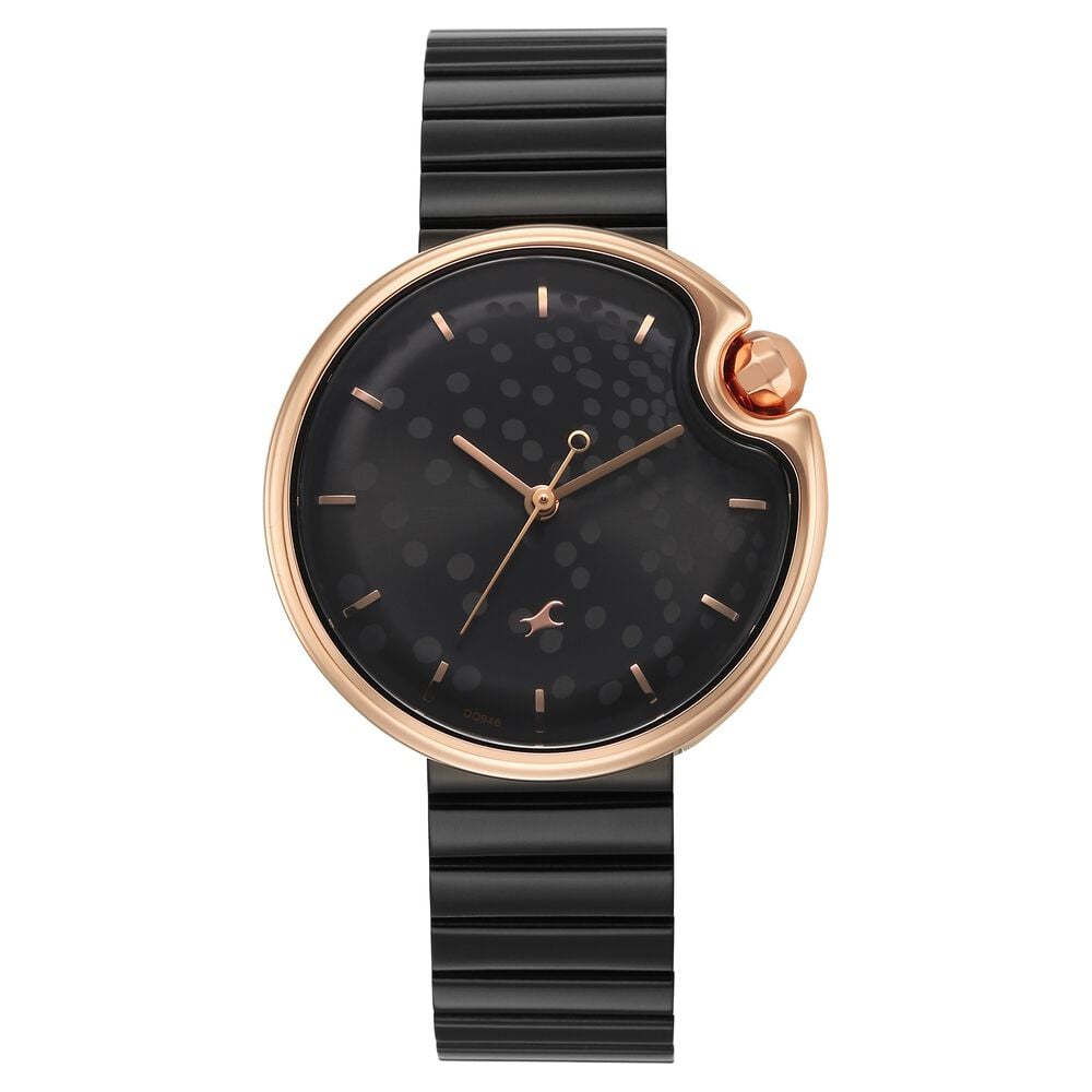 Fastrack Groove Analog with Black Dial Black Metal Strap Watch for Girls-image-46