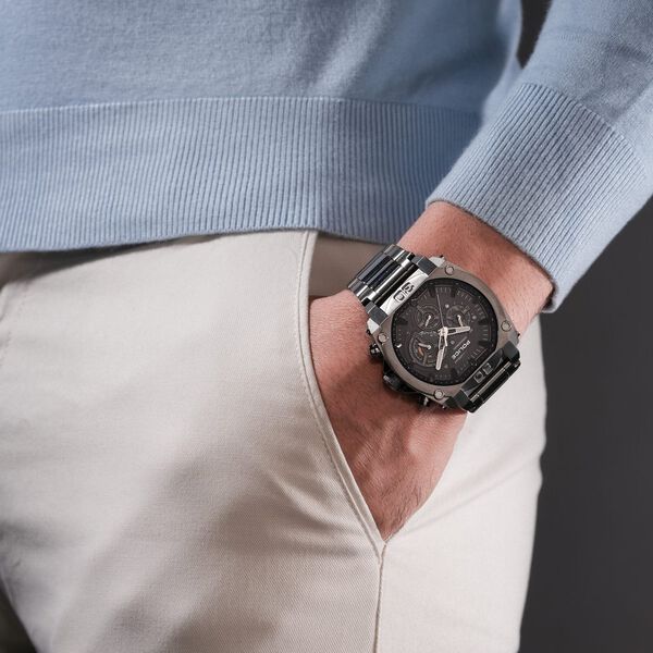 Police Quartz Chronograph Black Dial Grey Stainless Steel Strap Watch For Men - image number 4
